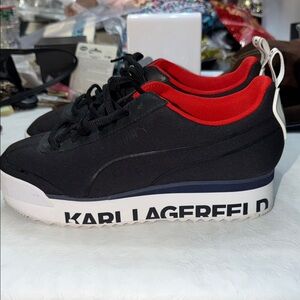 Puma ,Karl lagerfeld Black and Red Sneakers with White Sole